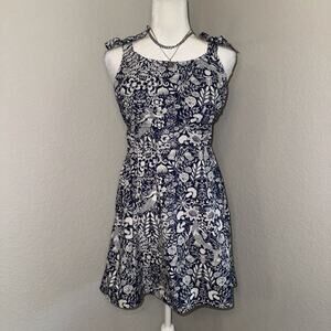 Crewcuts by J.Crew Tie-shoulder Dress Girls 14 Blue White Mermaid Floral Summer